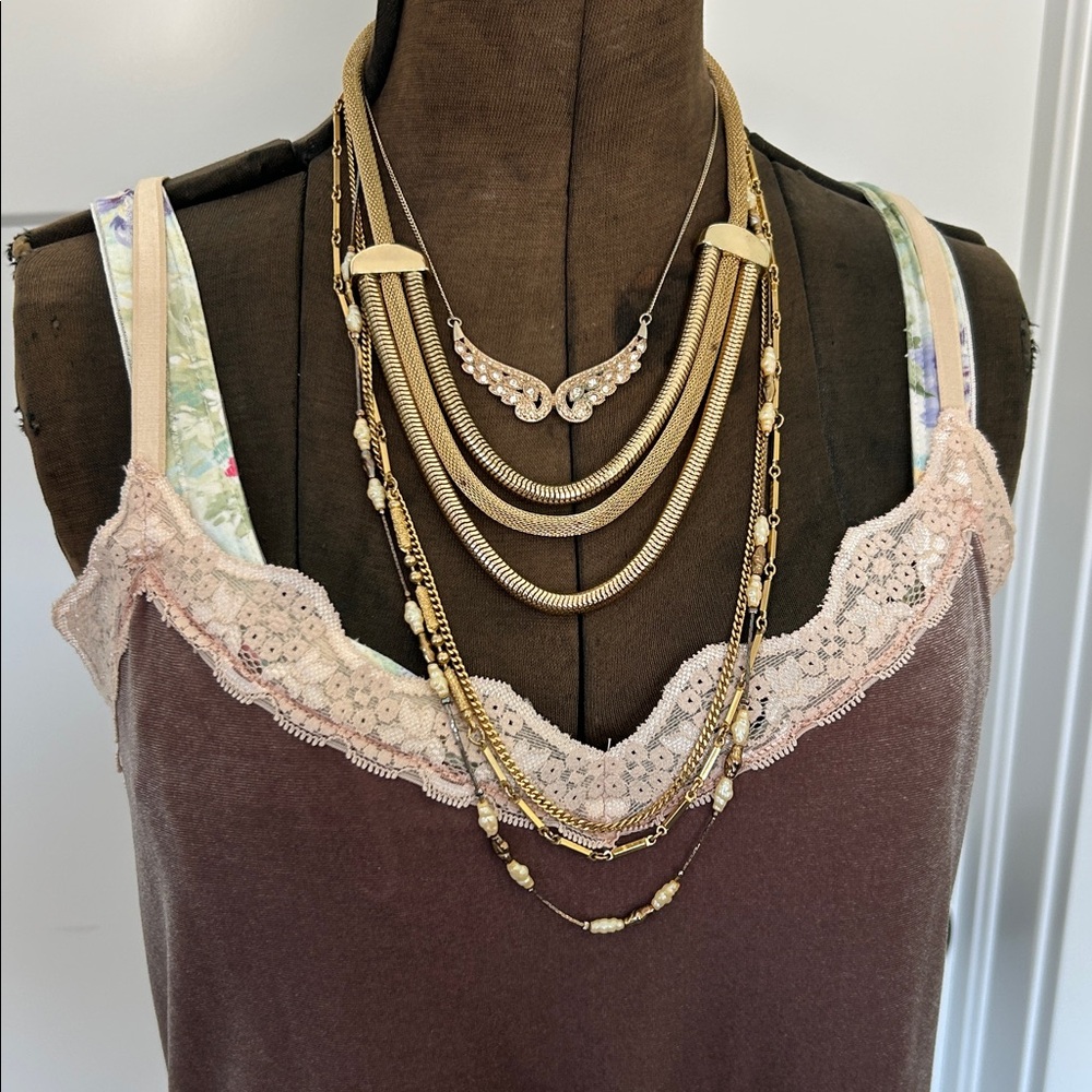multiple layering necklaces all one price vintage estate sale find granny core